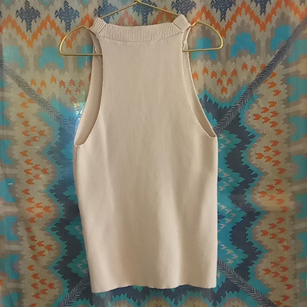 LOFT Cream Button-Front Vest - Picture 2 of 5
